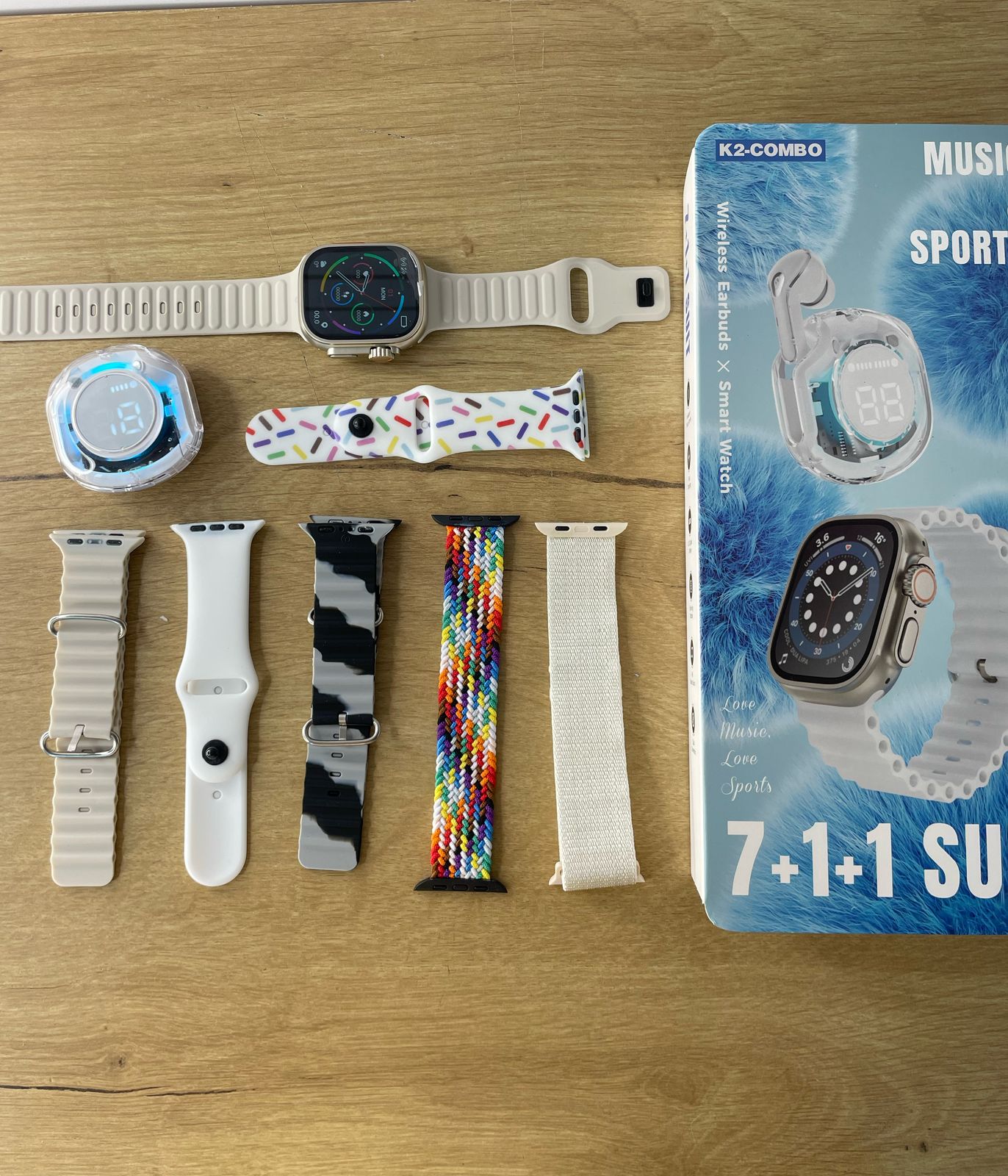 Combo Smartwatch K2 + 7 Correas + Auriculares Gamer UltraPods Pro