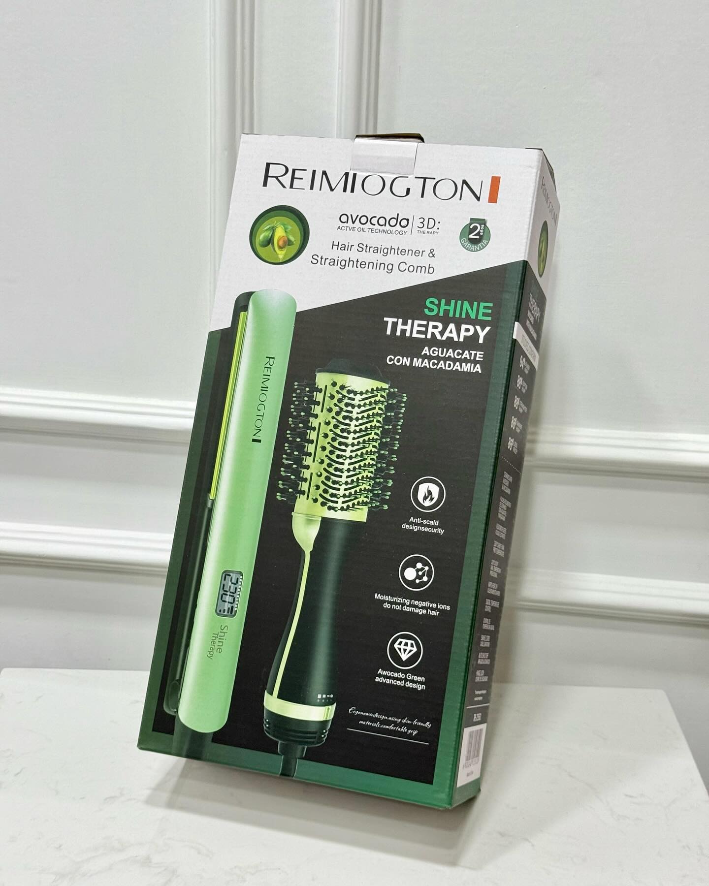 Combo Plancha Alisadora + Cepillo Secador Alisador 3 en 1 – Aguacate Shine Therapy