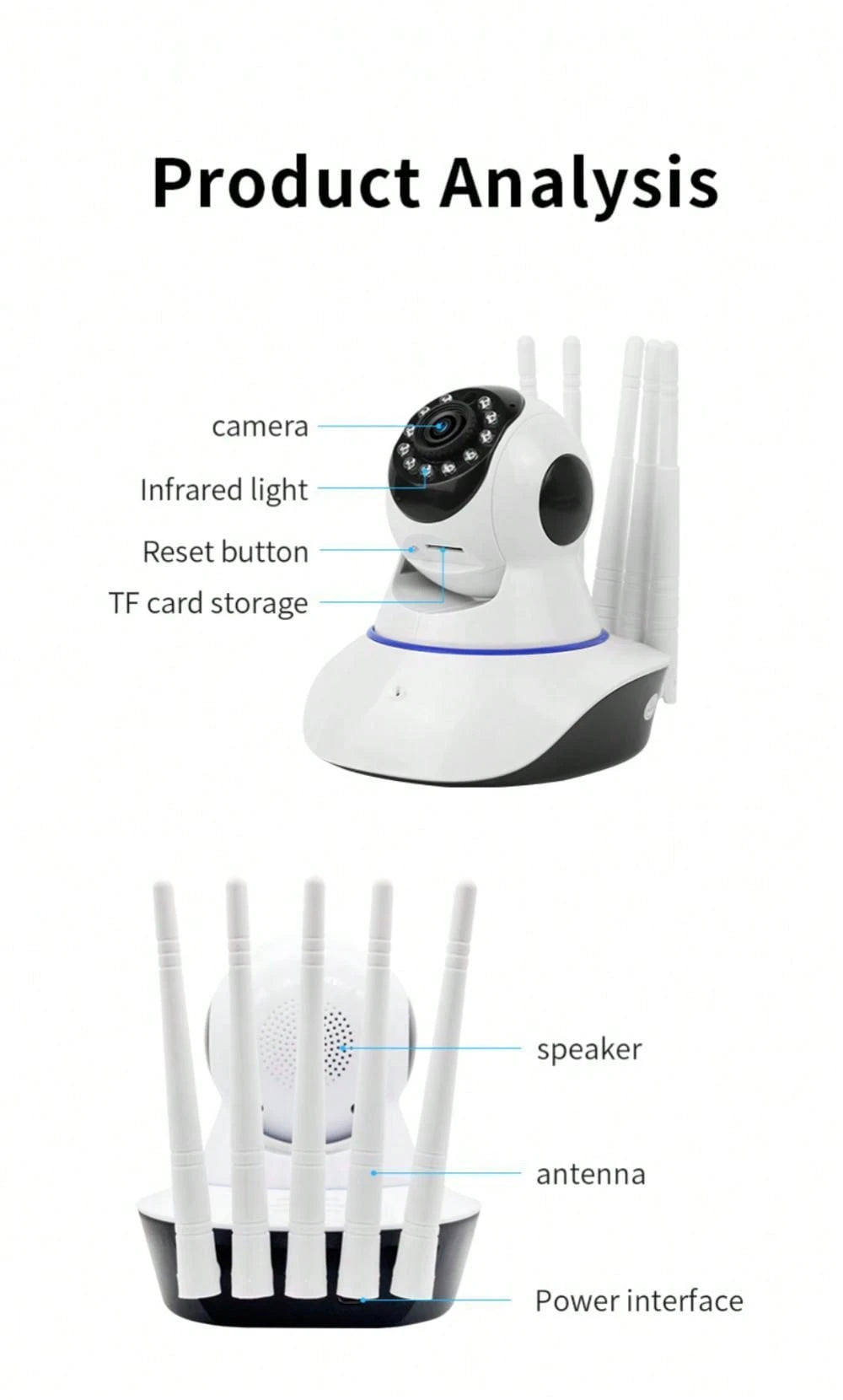Cámara de Seguridad Wi-Fi Inteligente con 5 Antenas y Visión Nocturna