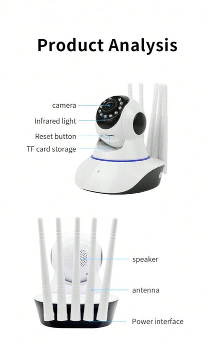 Cámara de Seguridad Wi-Fi Inteligente con 5 Antenas y Visión Nocturna