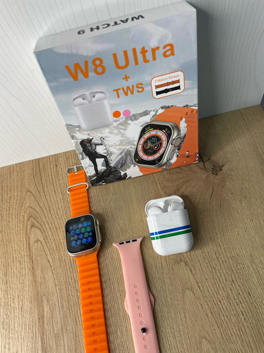 Combo SmartWatch W8 Ultra Max + Auriculares Inalámbricos TWS + Pulso Extra