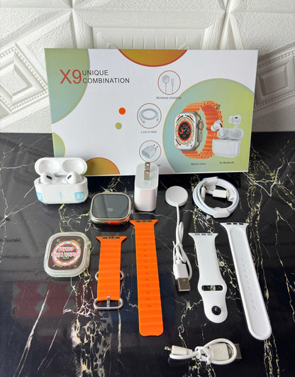 Combo Smartwatch X9 Ultra + Airpods + Accesorios