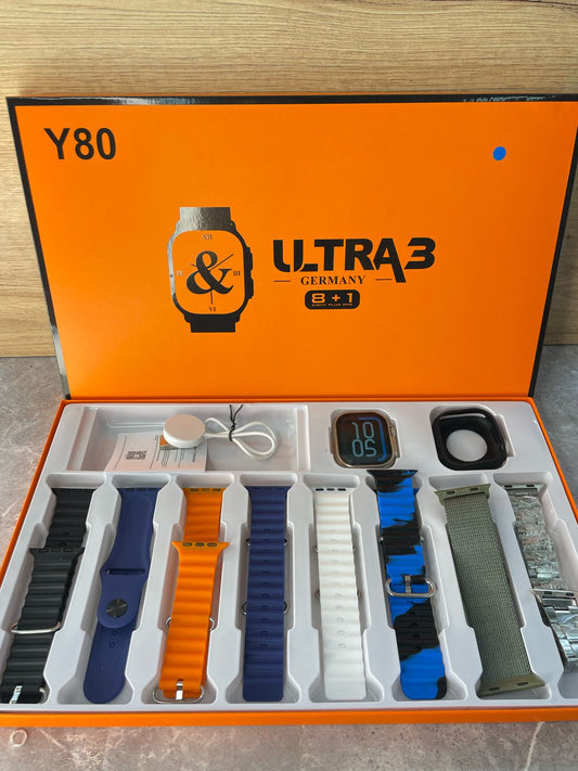 Combo Y80 Ultra 3 (8+1) – Smartwatch + 8 Correas  + 1 Carcasa