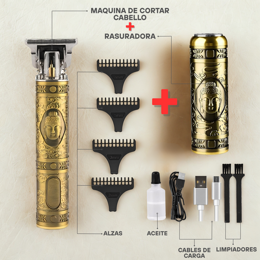 Máquina Cortadora de Cabello + Rasuradora Profesional Recargable – Set 2 en 1