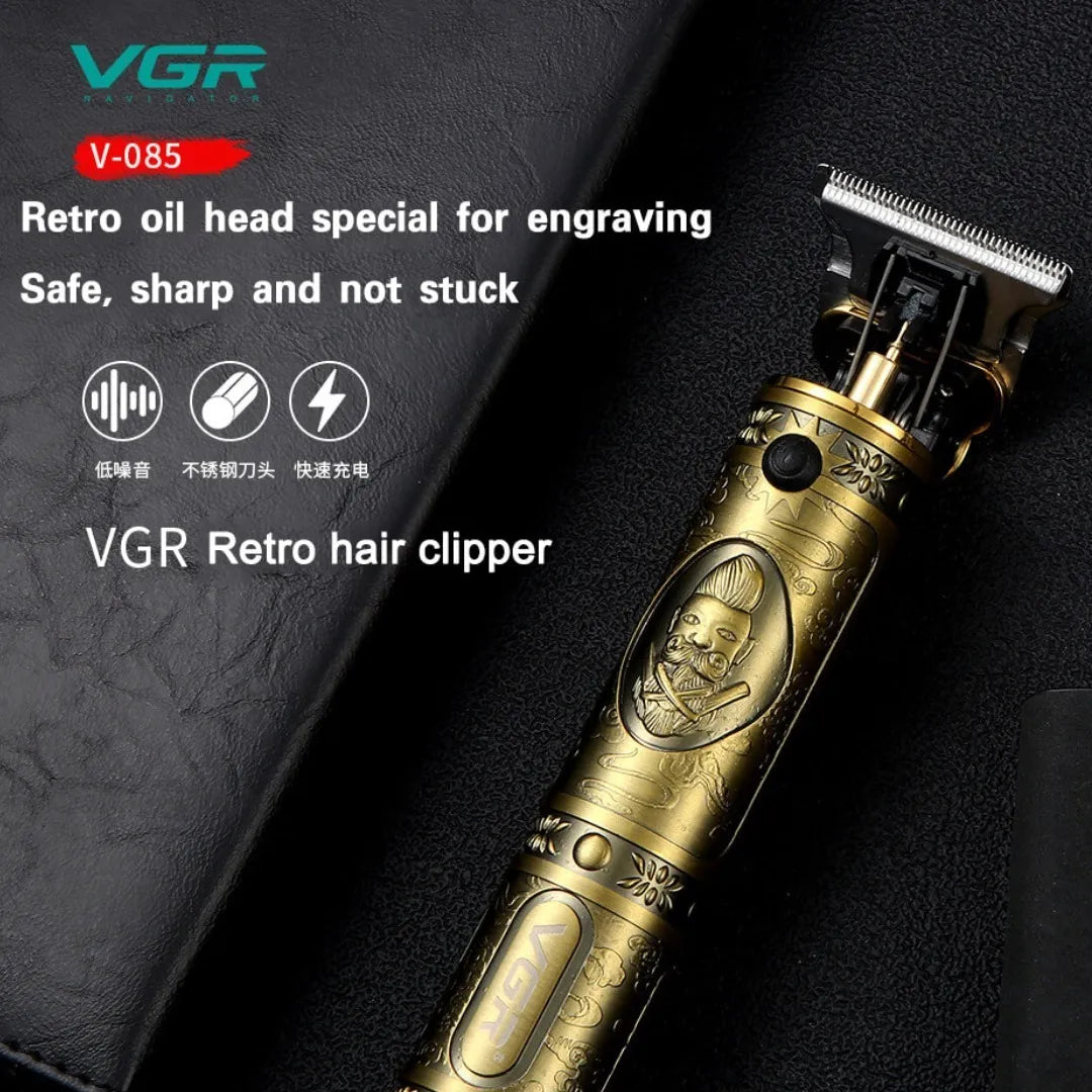 Máquina Patillera Profesional Recargable VGR V-085 – Precisión Dorada para Barba y Cabello