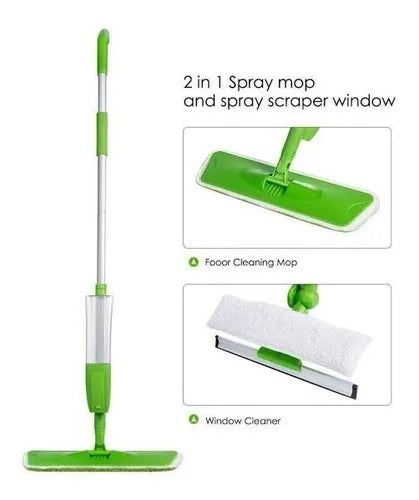 Trapeador Spray Mop 2 en 1 con Botella Refillable de 600 ml y Cabezal 360°