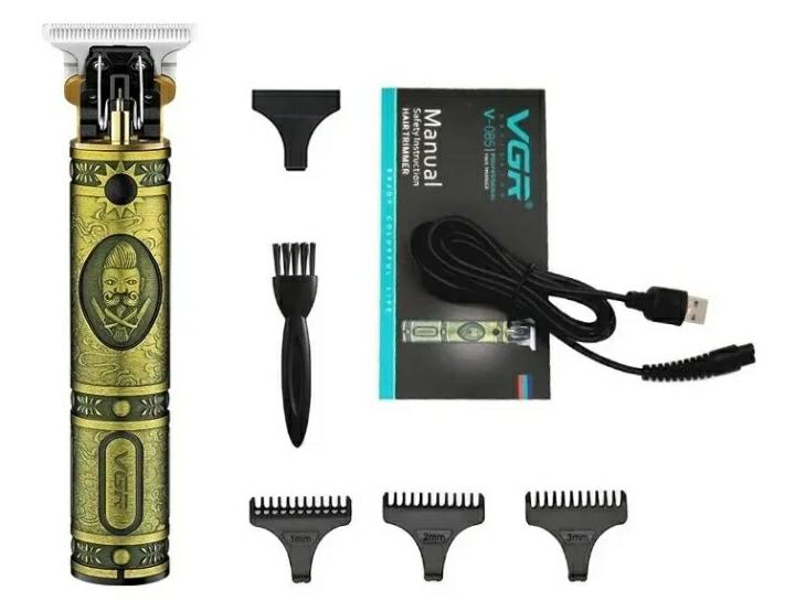 Máquina Patillera Profesional Recargable VGR V-085 – Precisión Dorada para Barba y Cabello