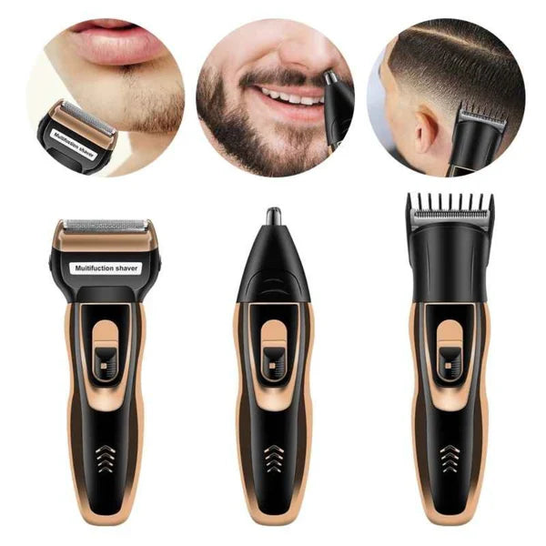 Máquina Afeitadora Eléctrica 3 en 1 Gemei GM-595 Recargable – Barba, Cabello y Vello Facial