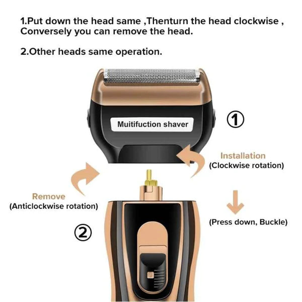 Máquina Afeitadora Eléctrica 3 en 1 Gemei GM-595 Recargable – Barba, Cabello y Vello Facial
