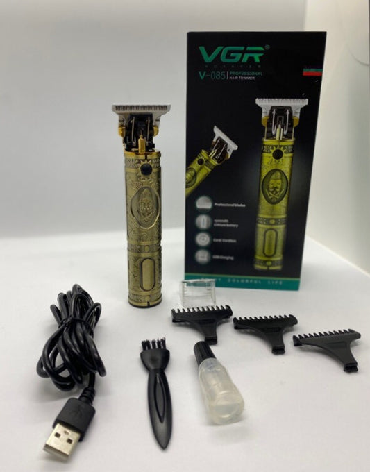 Máquina Patillera Profesional Recargable VGR V-085 – Precisión Dorada para Barba y Cabello