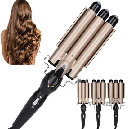 Combo Keratina Cepillo Secador Alisador 3 en 1 + Rizadora Ondas de Sirena (3 Barriles) – Tecnología Keratina Therapy &amp; Ionic Care