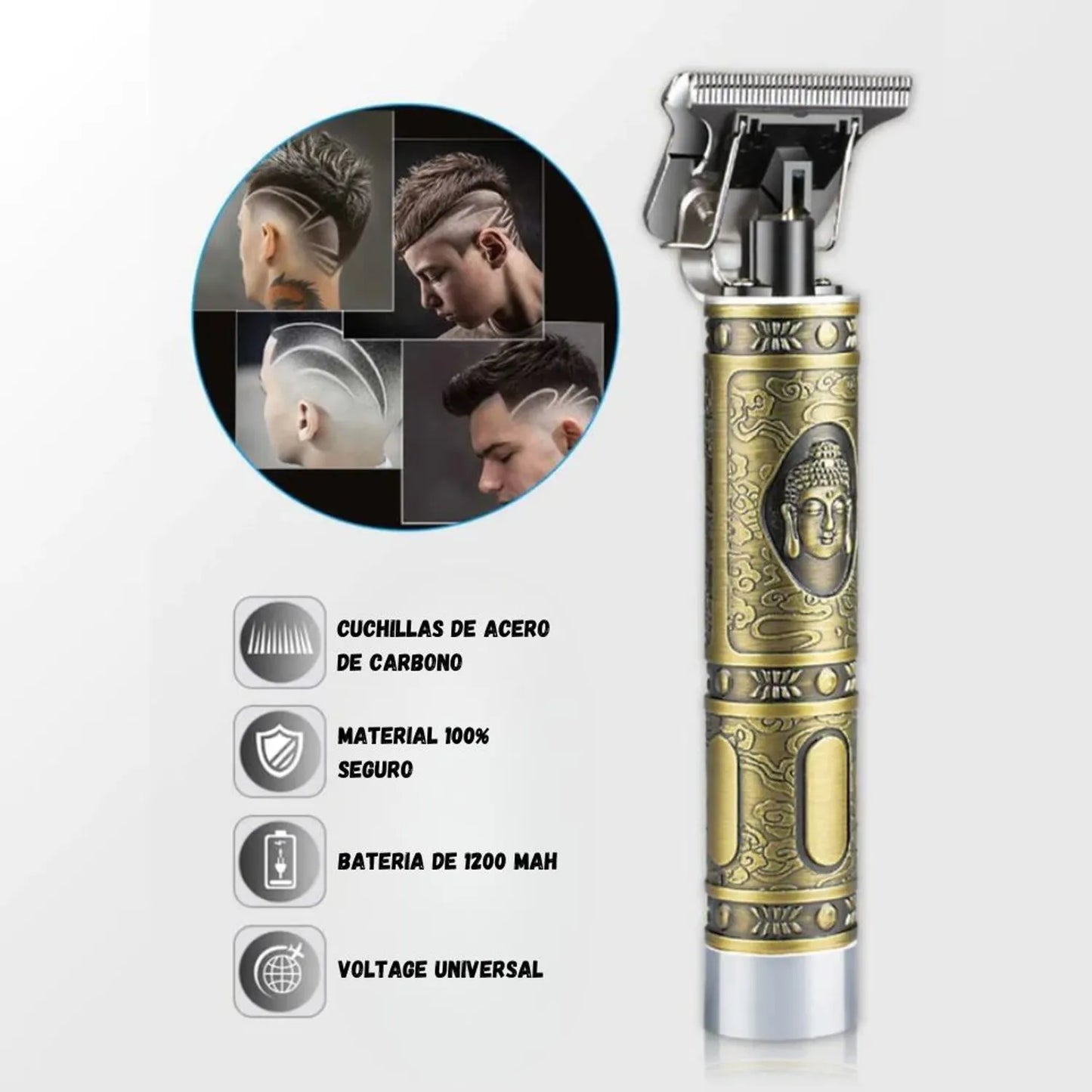 Máquina Patillera Vintage T9 Buda – Inalámbrica y Resistente al Agua